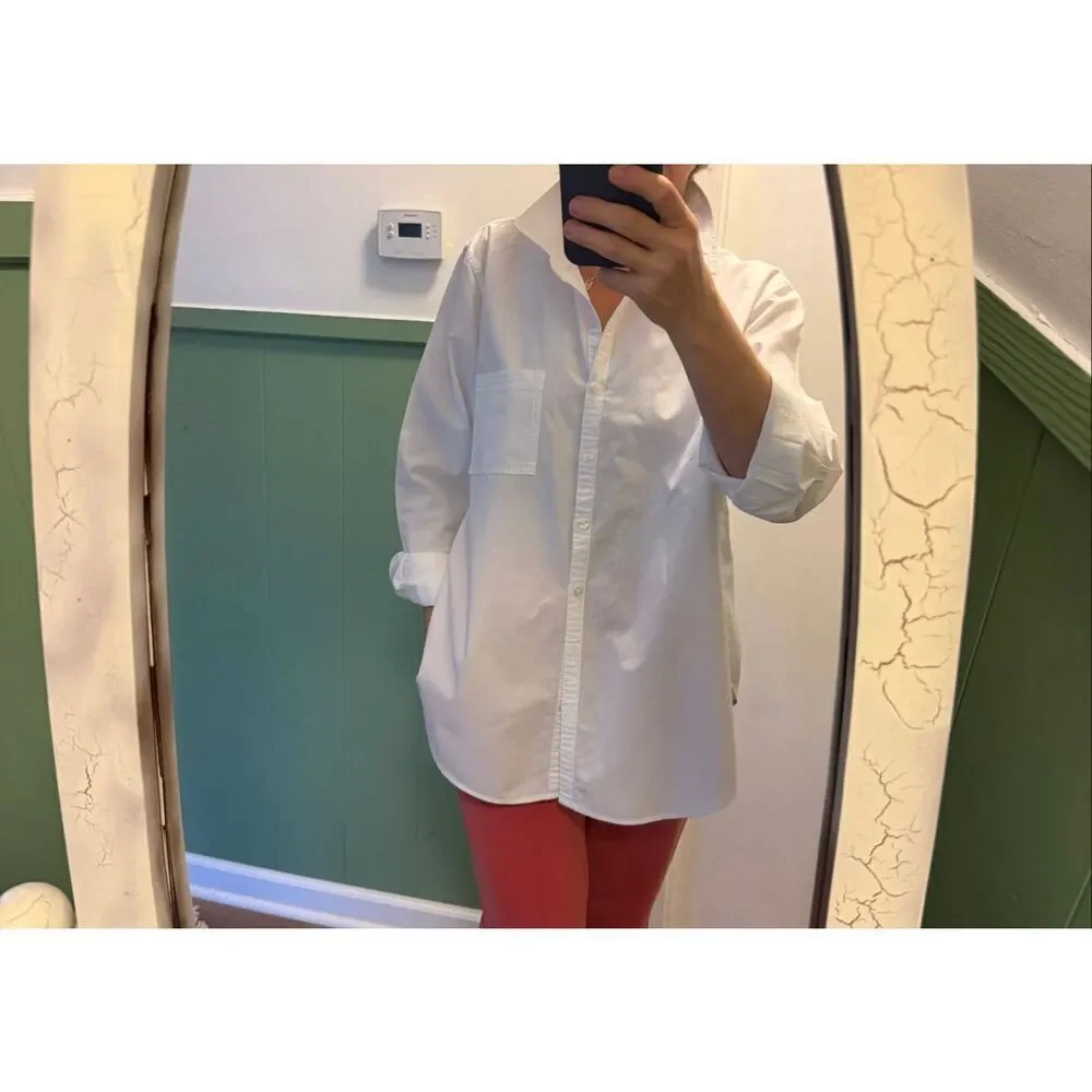 Maurices White Button Down Shirt Size L Long Sleeve Pocket